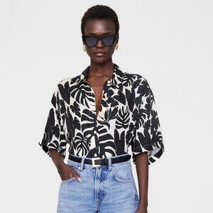 Anine Bing Tristan Shirt - Birds of Paradise Black/White (Small)